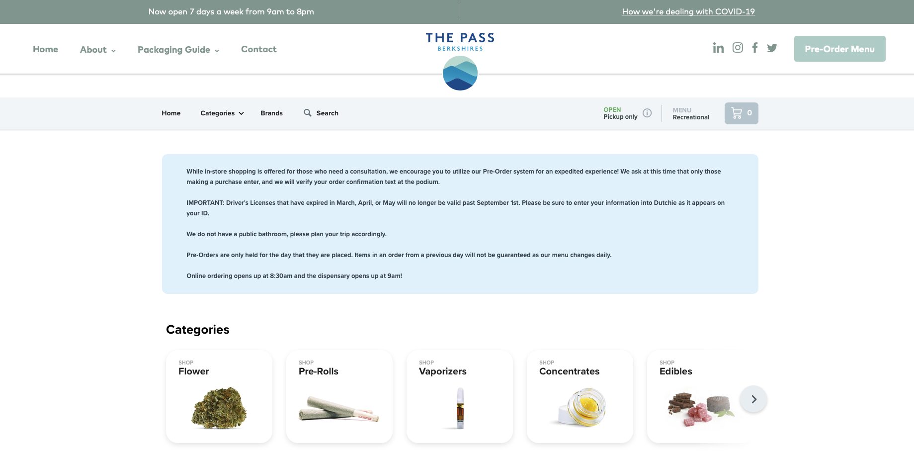 The Pass (MA) dispensary offers online ordering powered by Dutchie.