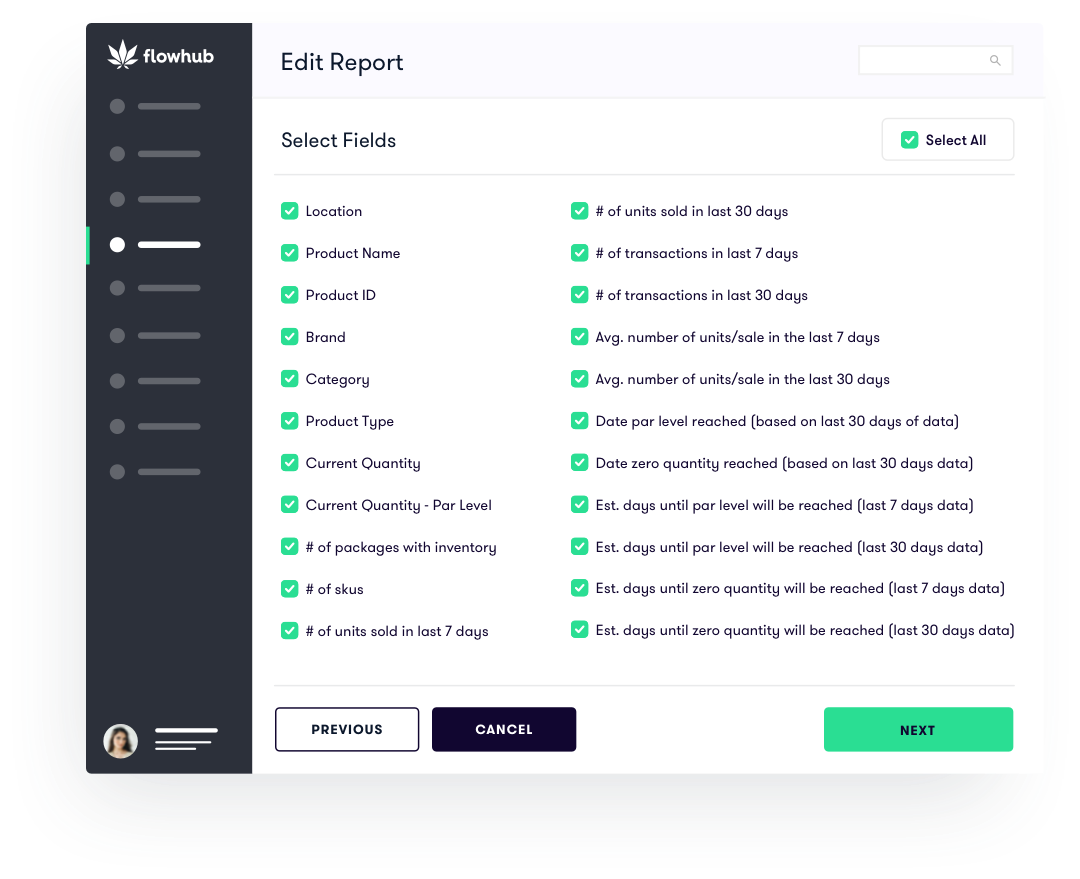 par level report cannabis inventory