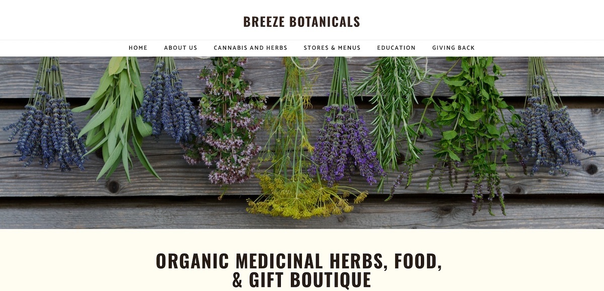Breeze Botanicals - Oregon - best dispensary website examples