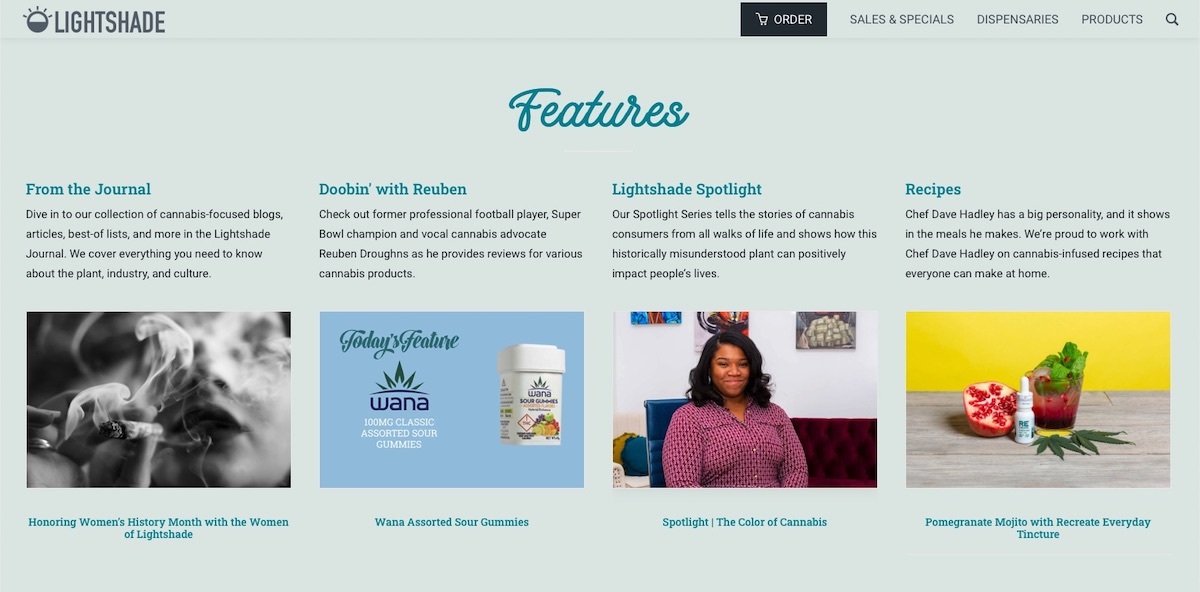 Lightshade - Colorado - best dispensary website example