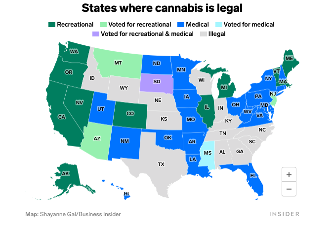 Legal cannabis map 2020