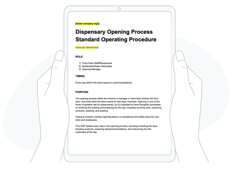free, editable dispensary opening process SOP template