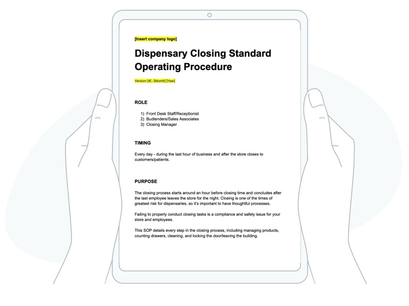 free, editable dispensary closing process template