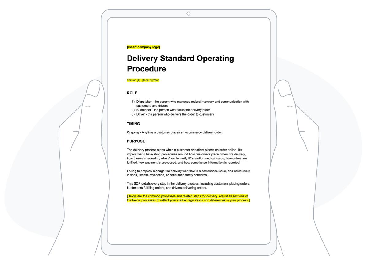 cannabis delivery standard operating procedures for dispensaries