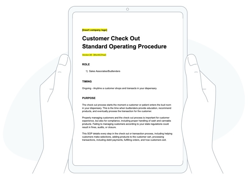 Dispensary customer check out standard operating procedure template