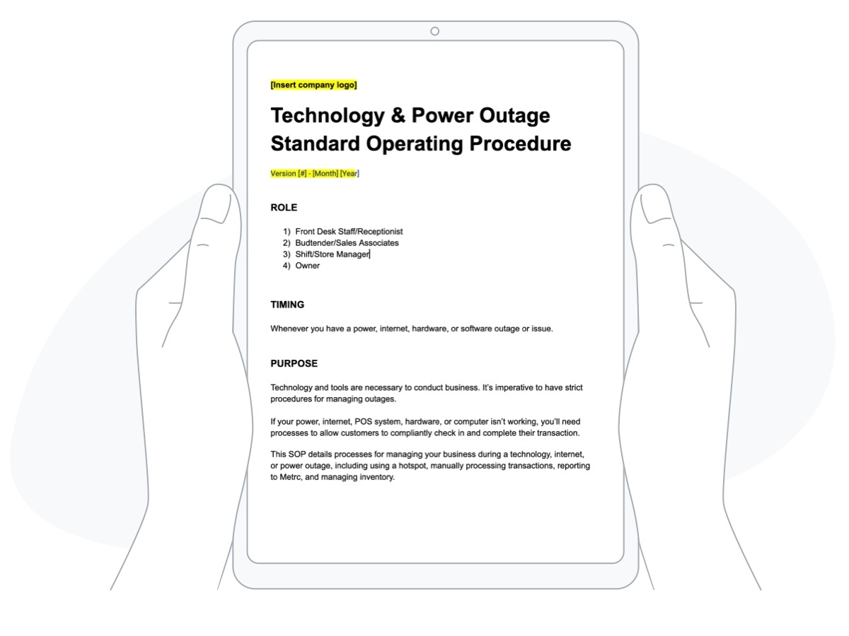 Tech and power outage standard operating procedures for dispensaries