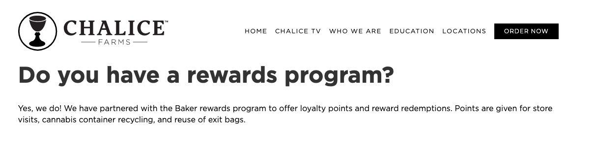 chalice farms loyalty program